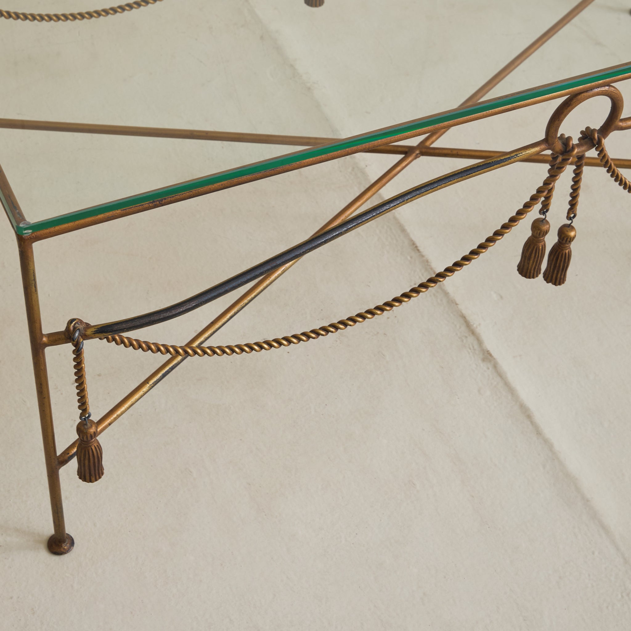 Regency Rope Knot French Regency Iron Coffee Table Jansen Style | South Loop Loft