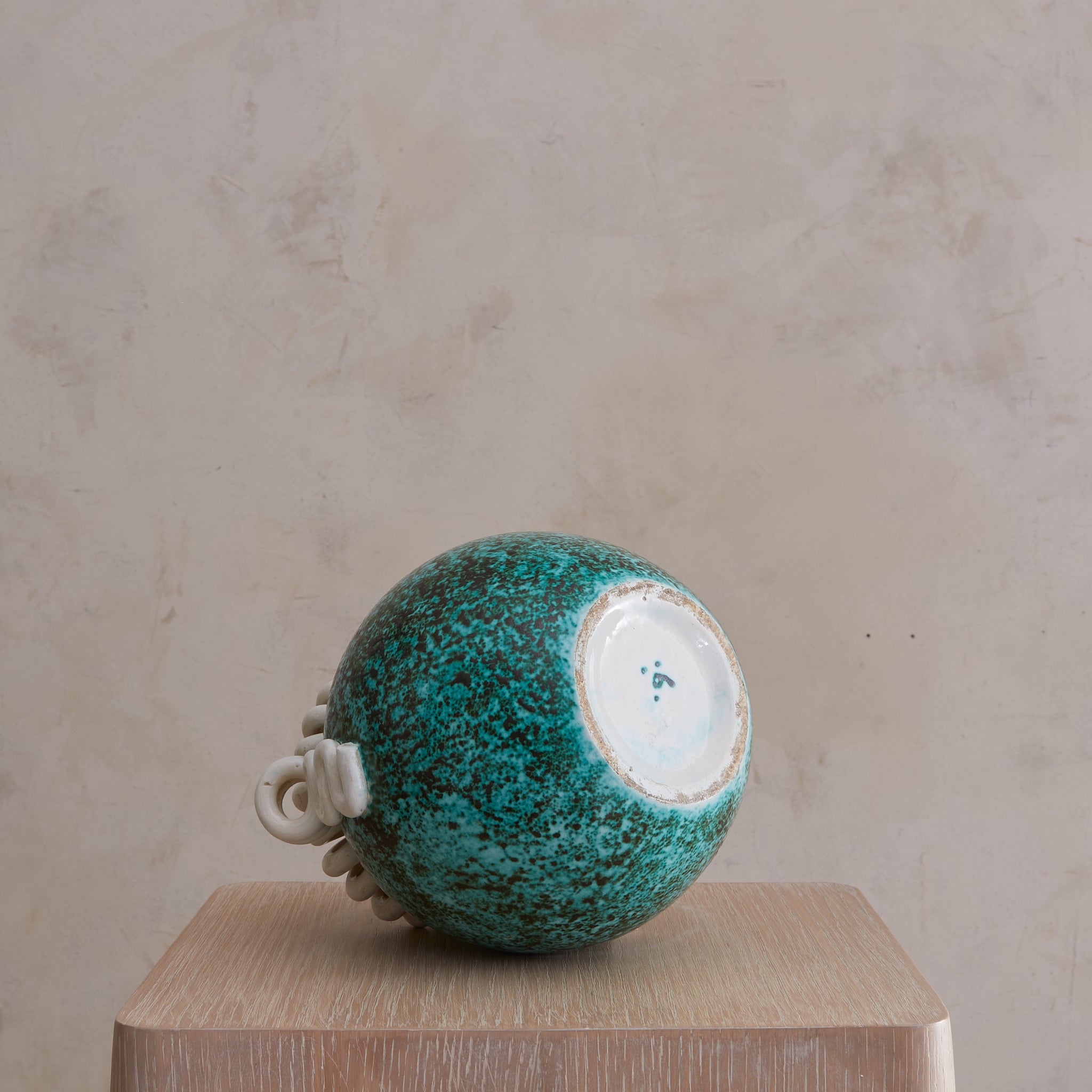 French Turquoise Ceramic Vase by Gustave Asch, 1940s