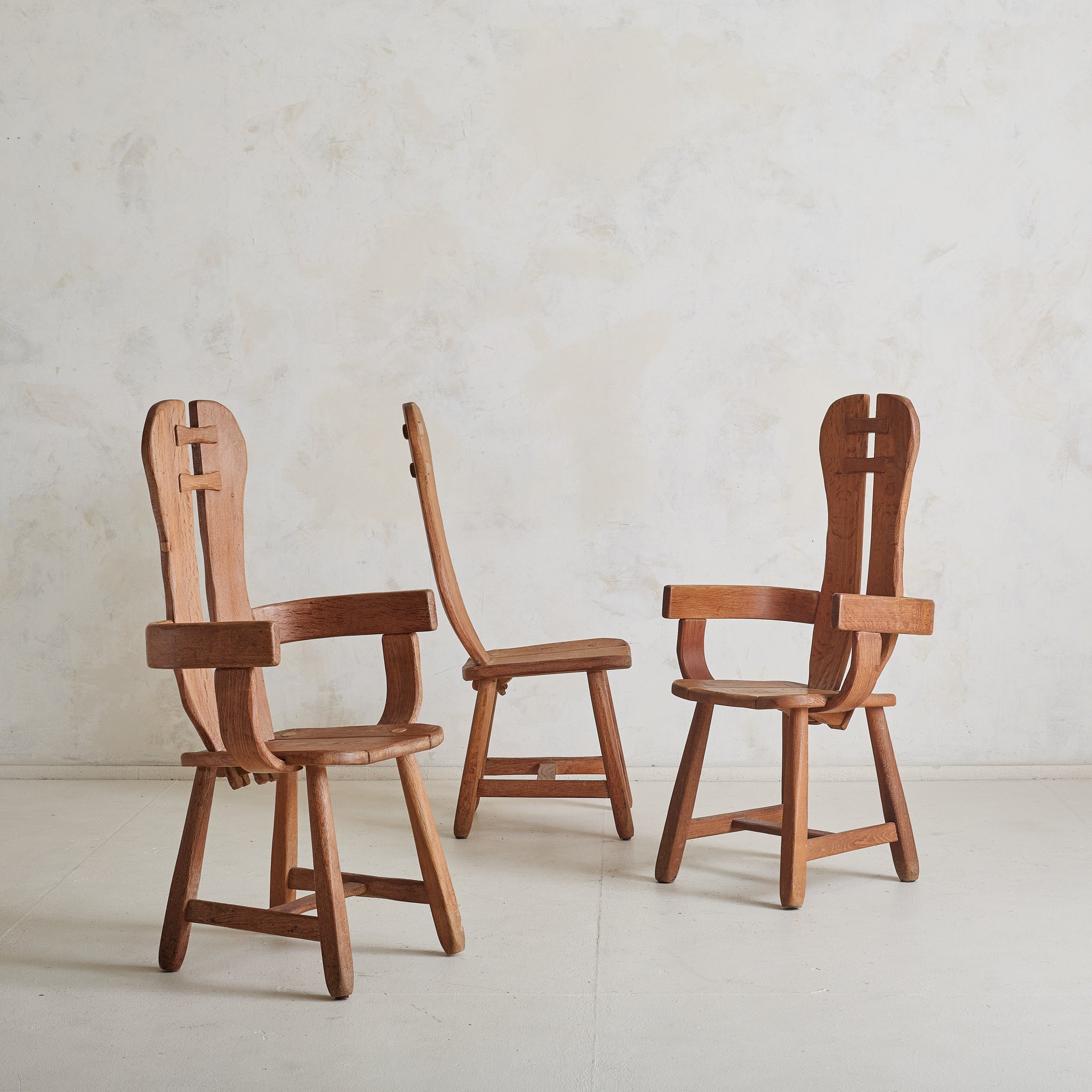 De Puydt チェア Set of 4 Belgian Oak Dining Chairs by De Puydt, 1960s