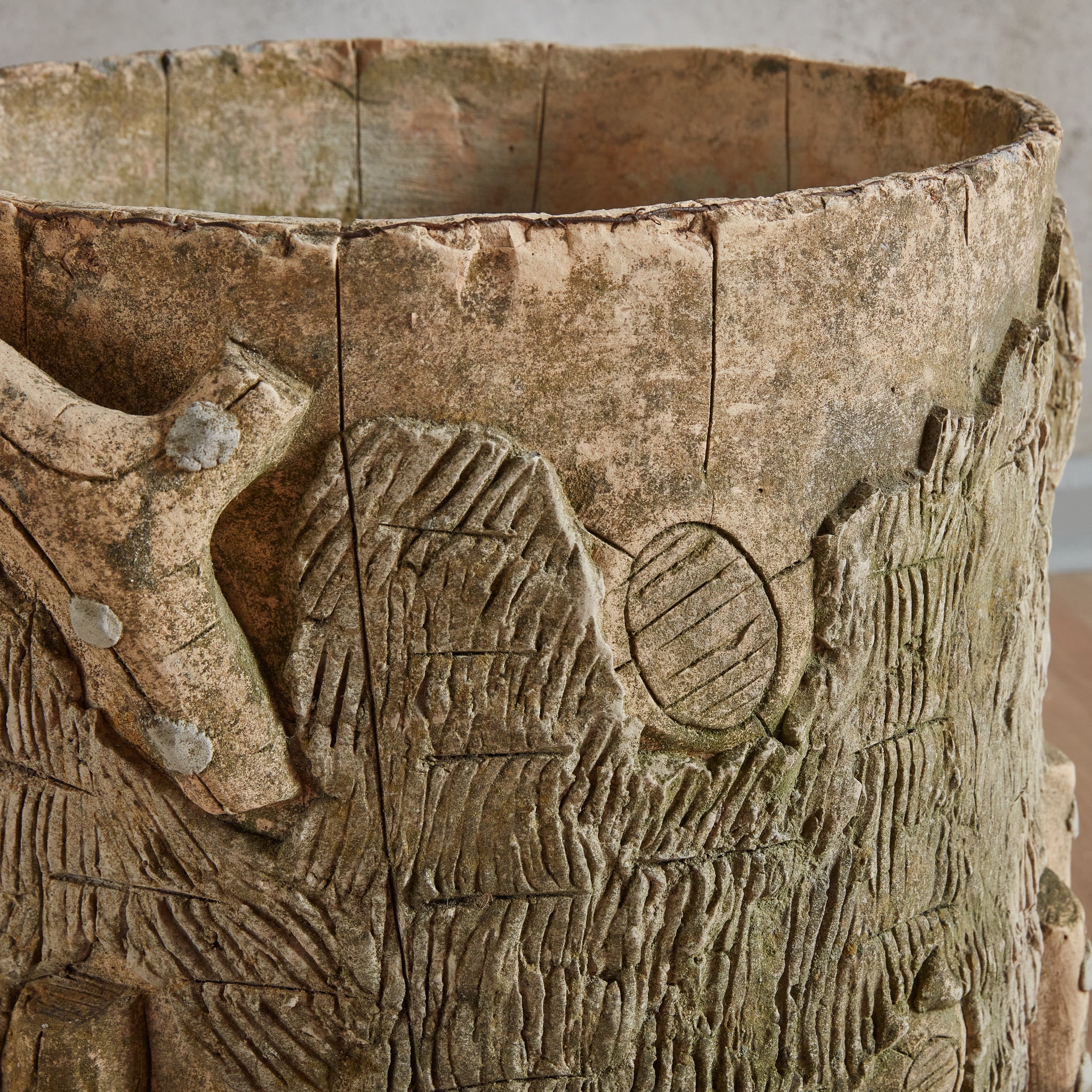 Faux Bois Concrete Planter, France 1920s