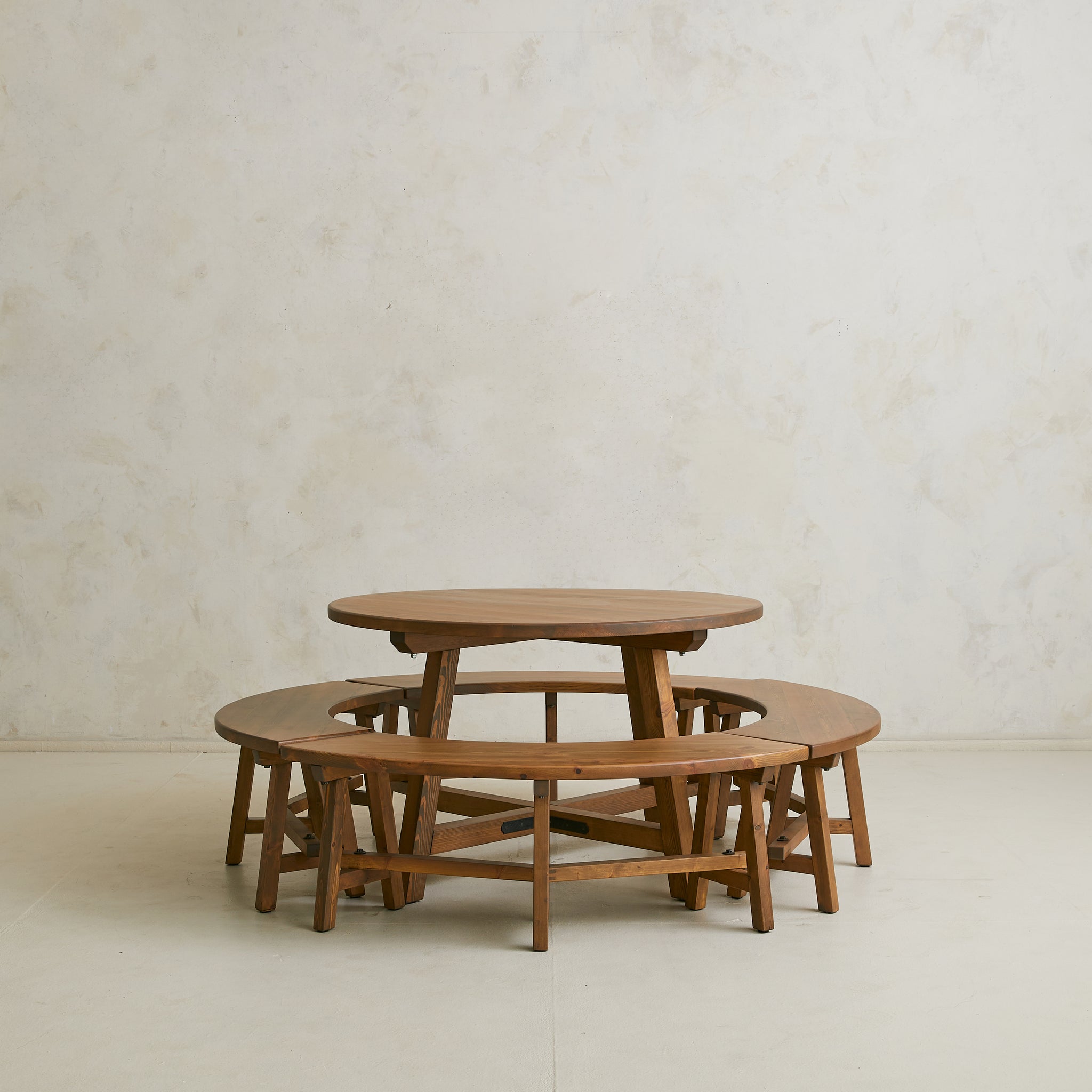 French Dining Table with Curved Benches | South Loop Loft