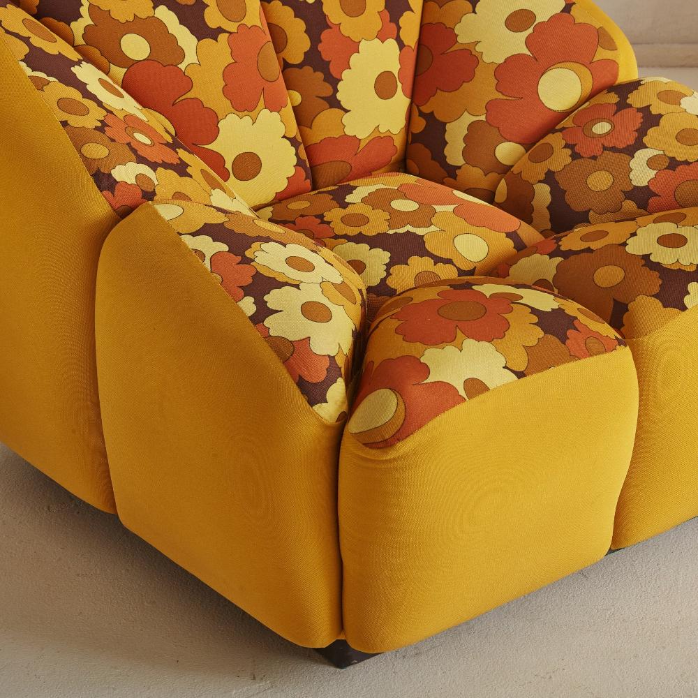 Pair of 'Blumen' Floral Lounge Chairs by Henning Korch for Swan Italia