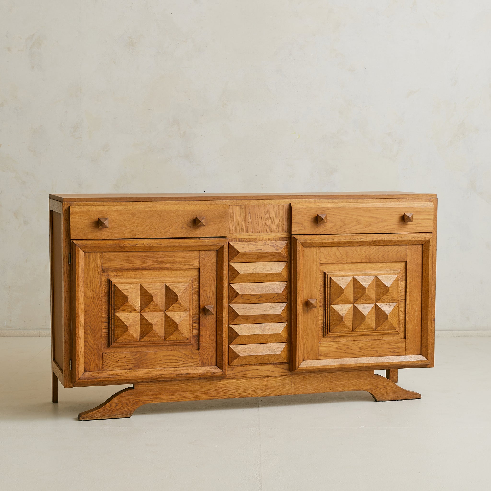 French Oak Two-Door Credenza Attributed to Charles Dudouyt, 1940s