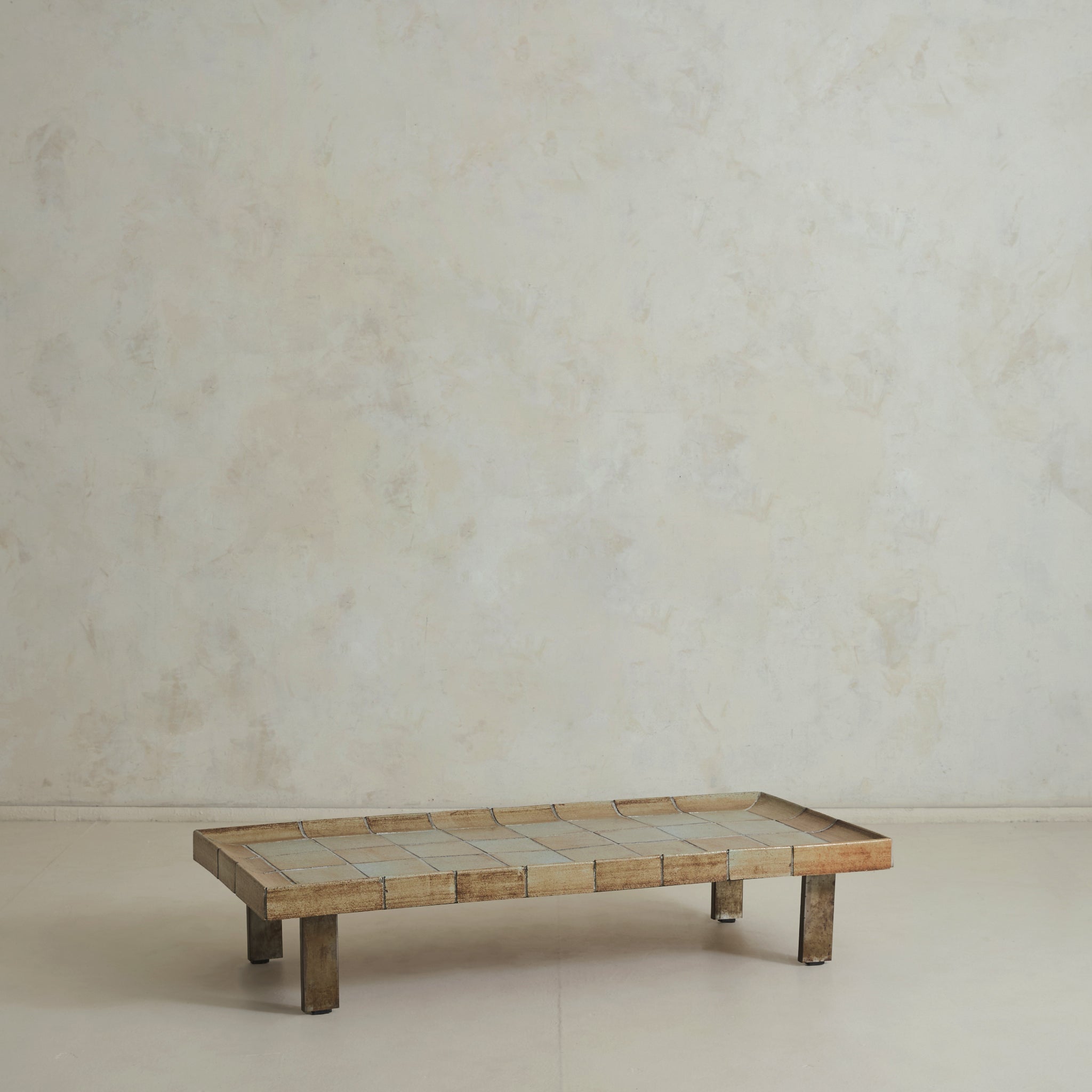 Rare French 'Cuvette' Pale Aqua Ceramic Coffee Table by Roger Capron,