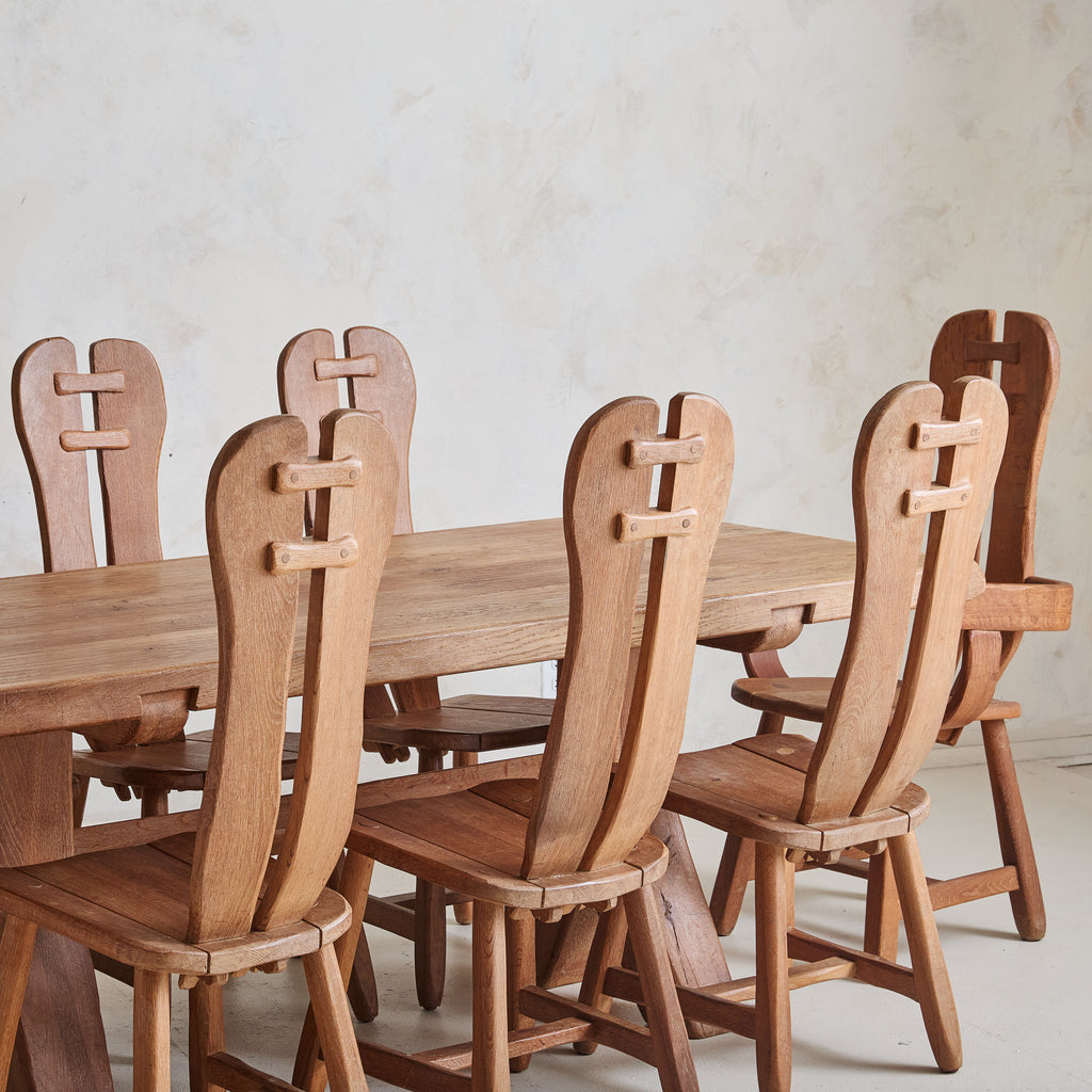 Belgian Oak Armless Dining Chair by De Puydt, 1960s - 2 Available