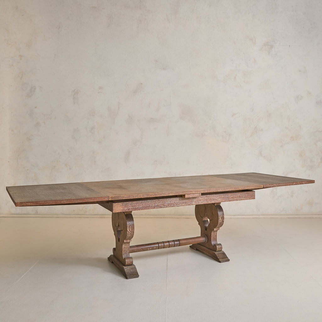 French Cerused Oak Extendable Dining Table, 1940s