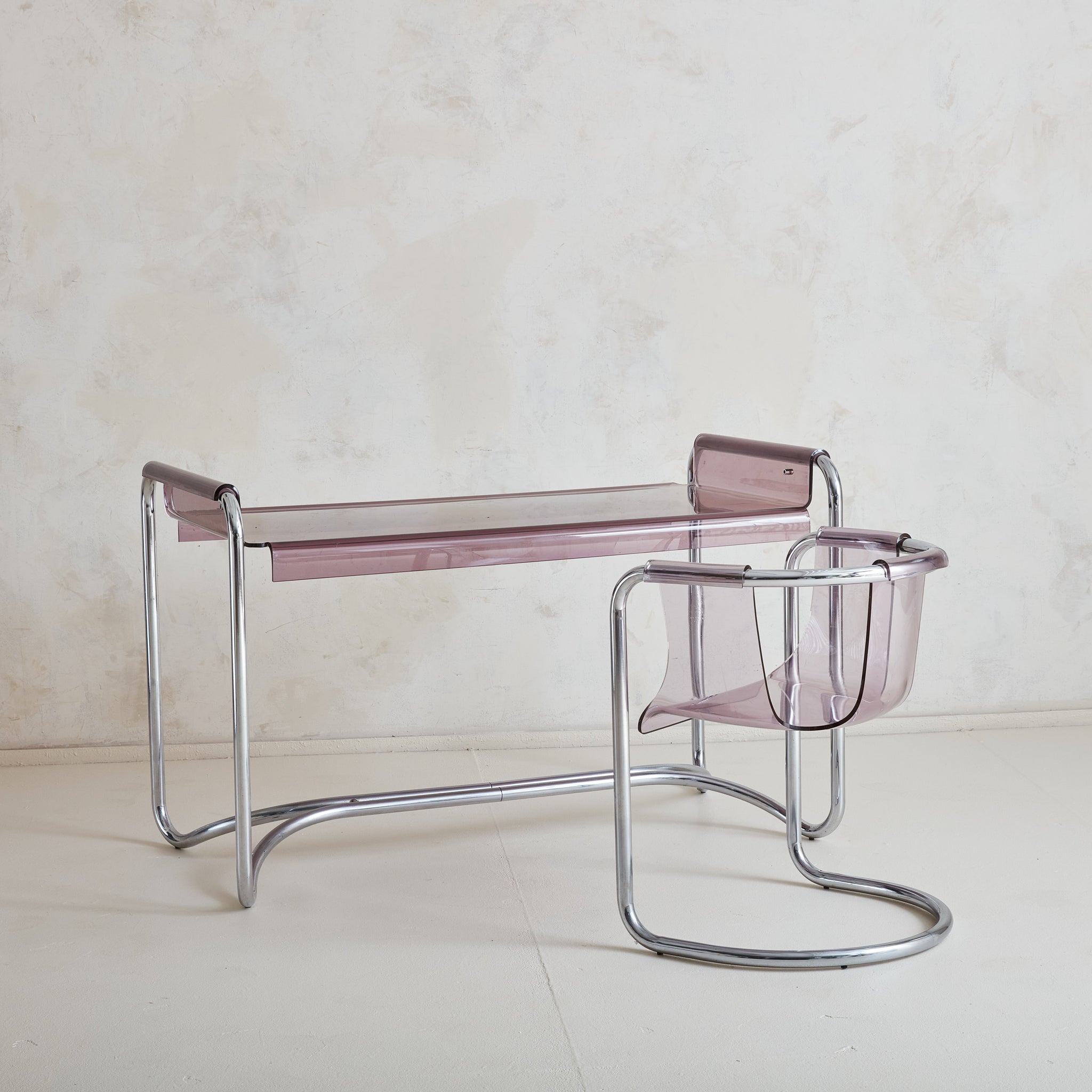 Plexiglass Desk + Chair by Fabio Lenci for Formes Nouvelles, Italy 197