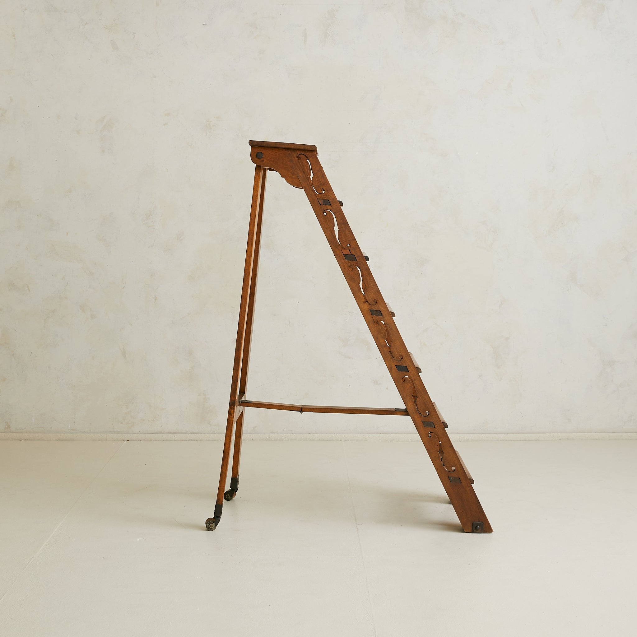 19th Century Italian Walnut Library Ladder