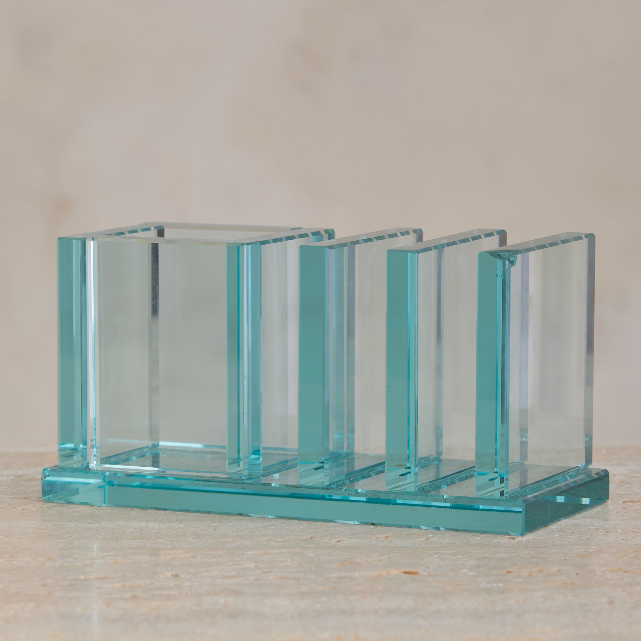 Crystal Desk Set Italian 4-Piece Crystal Desk Set in the Manner of Fontana Arte, 1960s