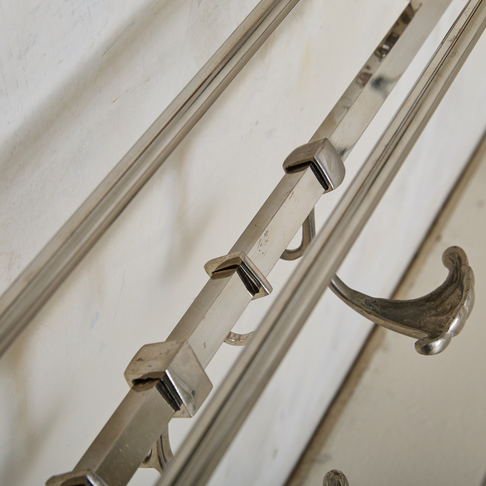 Large French Chrome Wall-Mounted Coat Rack, 1970s