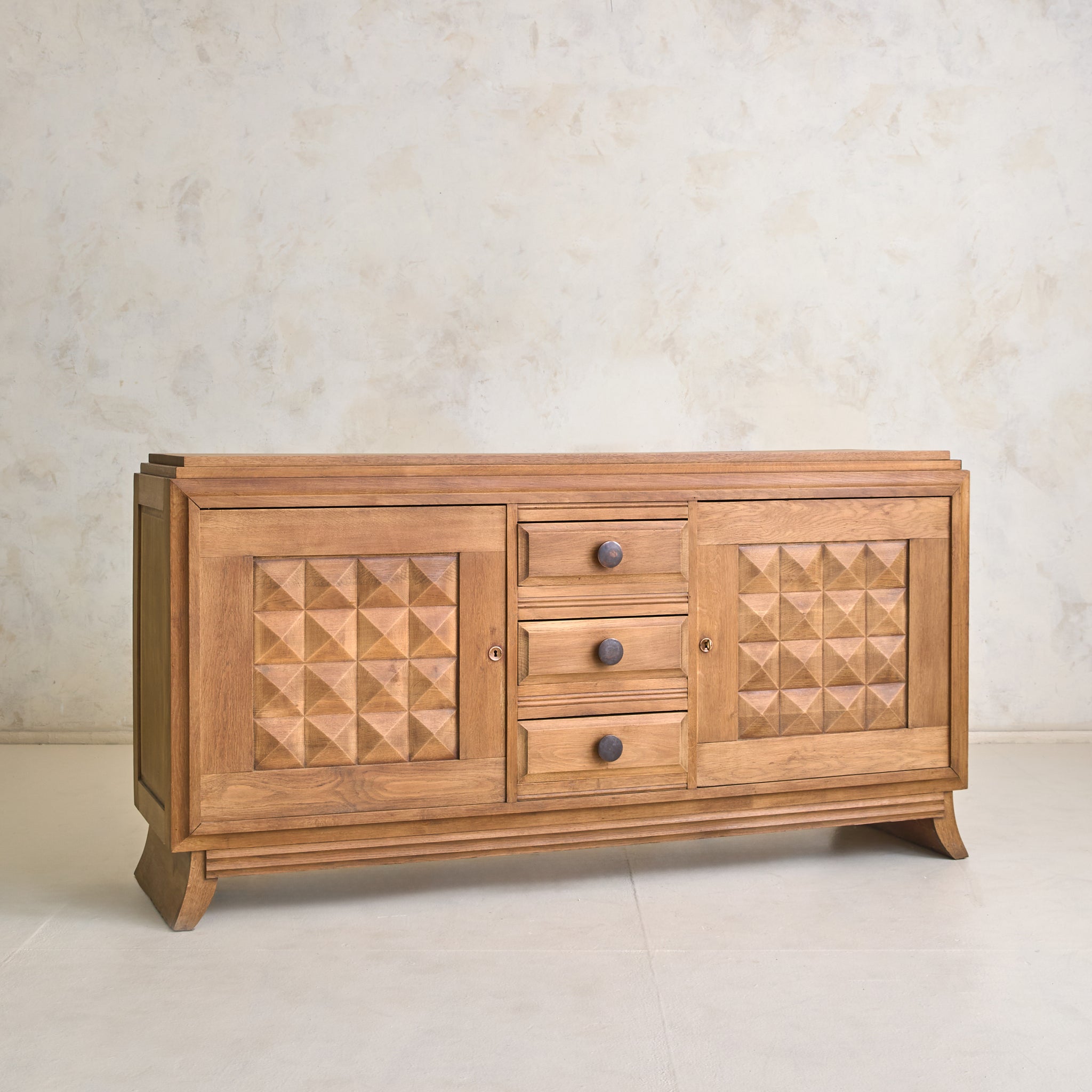 French Art Deco Oak Sideboard Attributed to Charles Dudouyt, 1940s