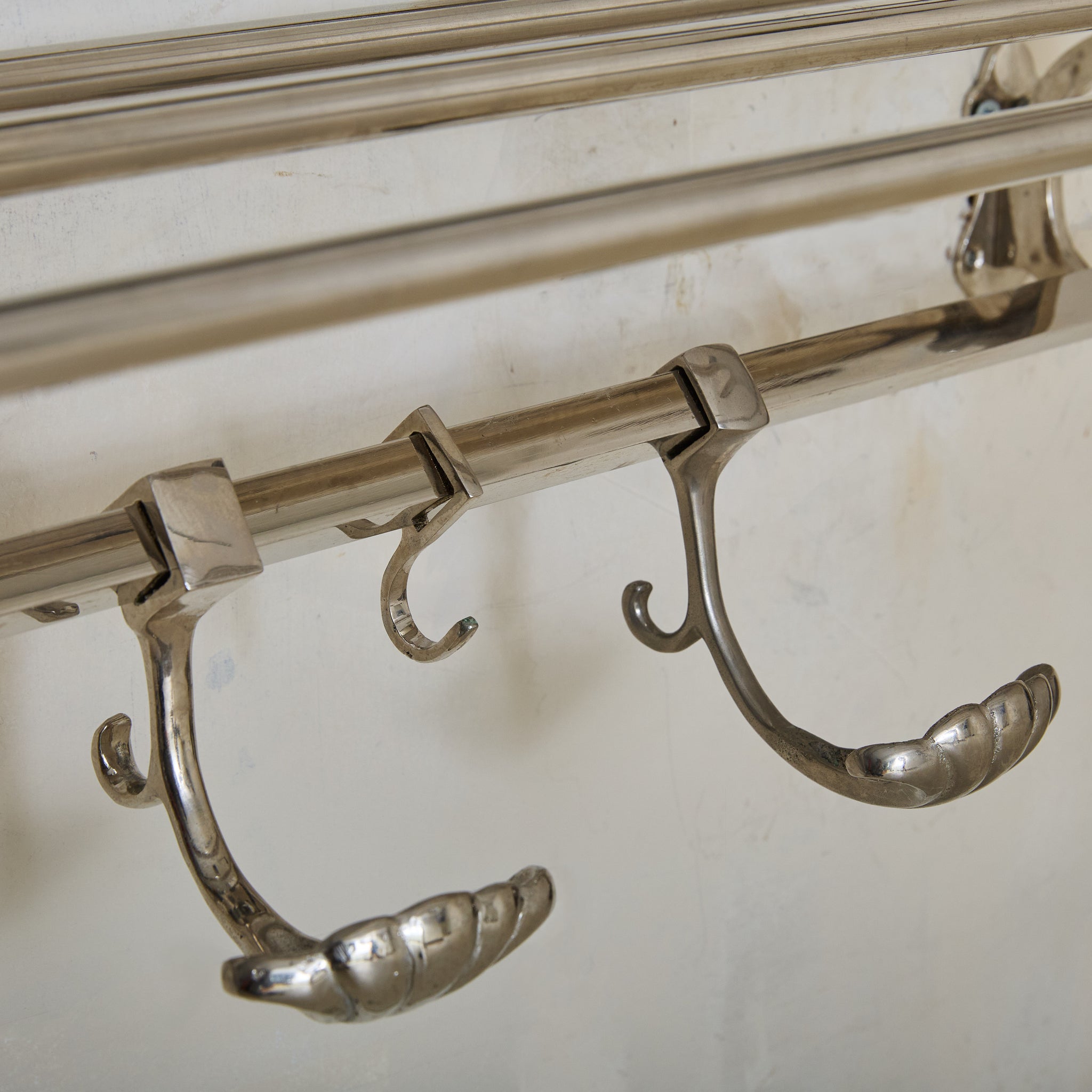 Large French Chrome Wall-Mounted Coat Rack, 1970s