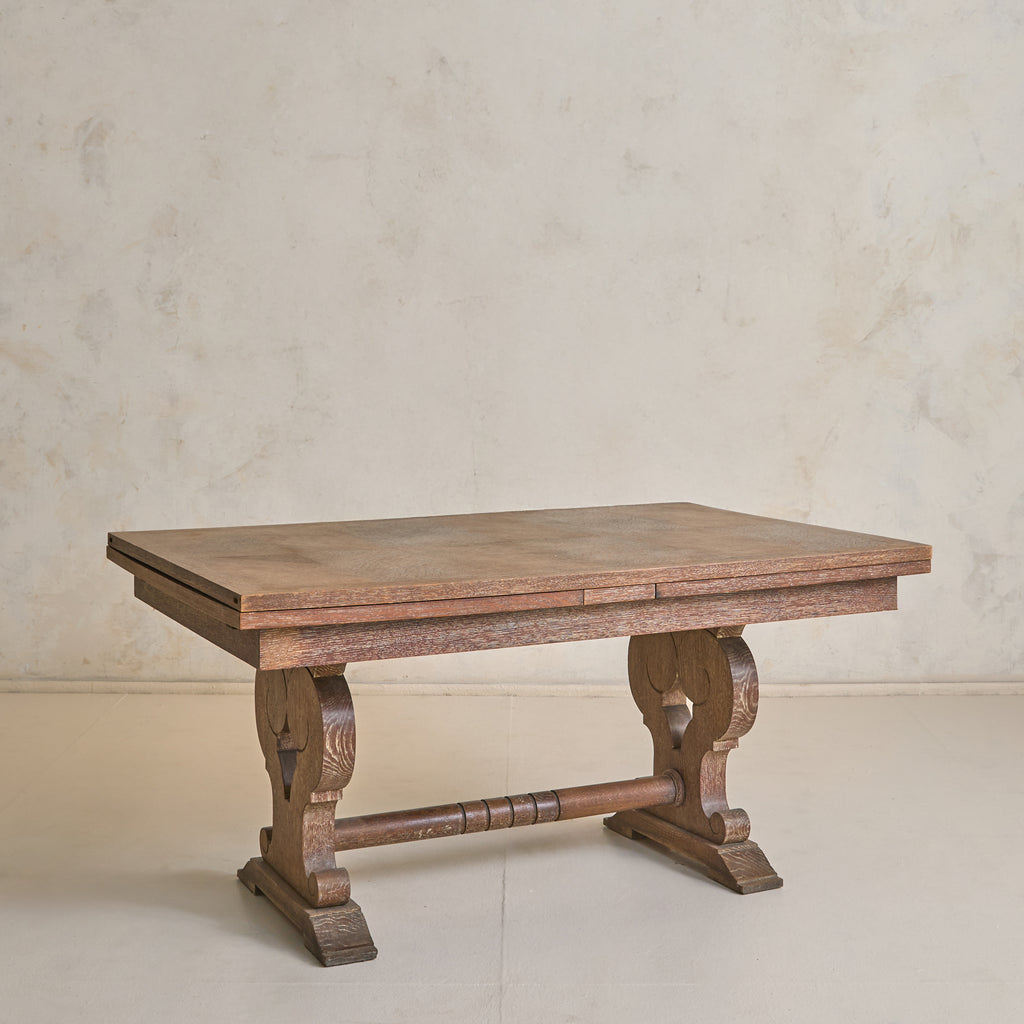 French Cerused Oak Extendable Dining Table, 1940s