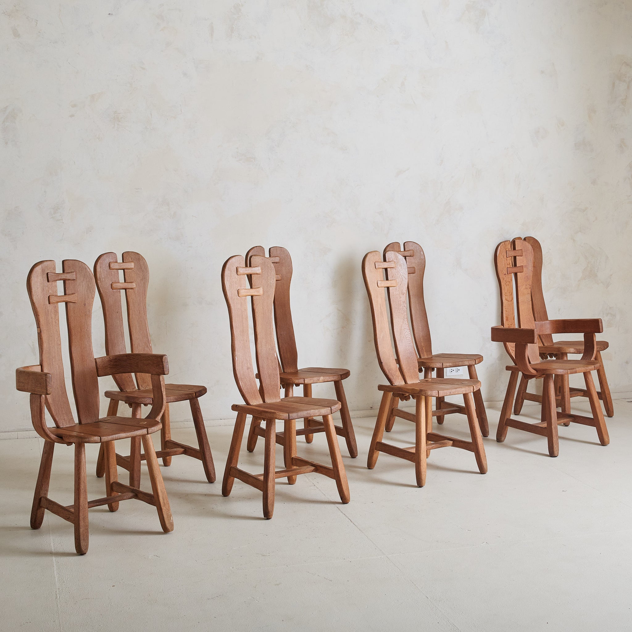 De Puydt チェア Set of 4 Belgian Oak Dining Chairs by De Puydt, 1960s