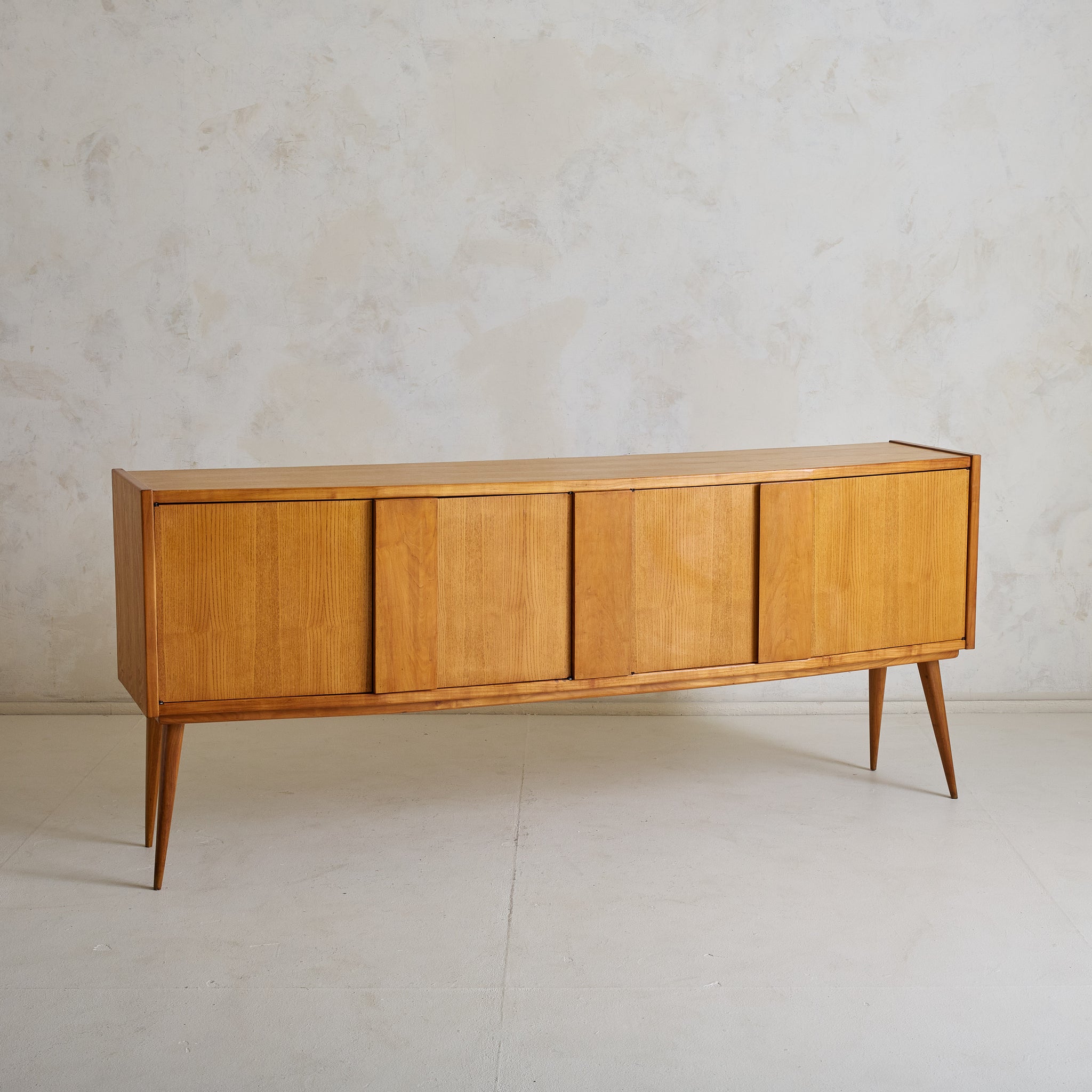 Danish Teak Bow-Front Credenza Attributed to Svend Madsen, 1960s