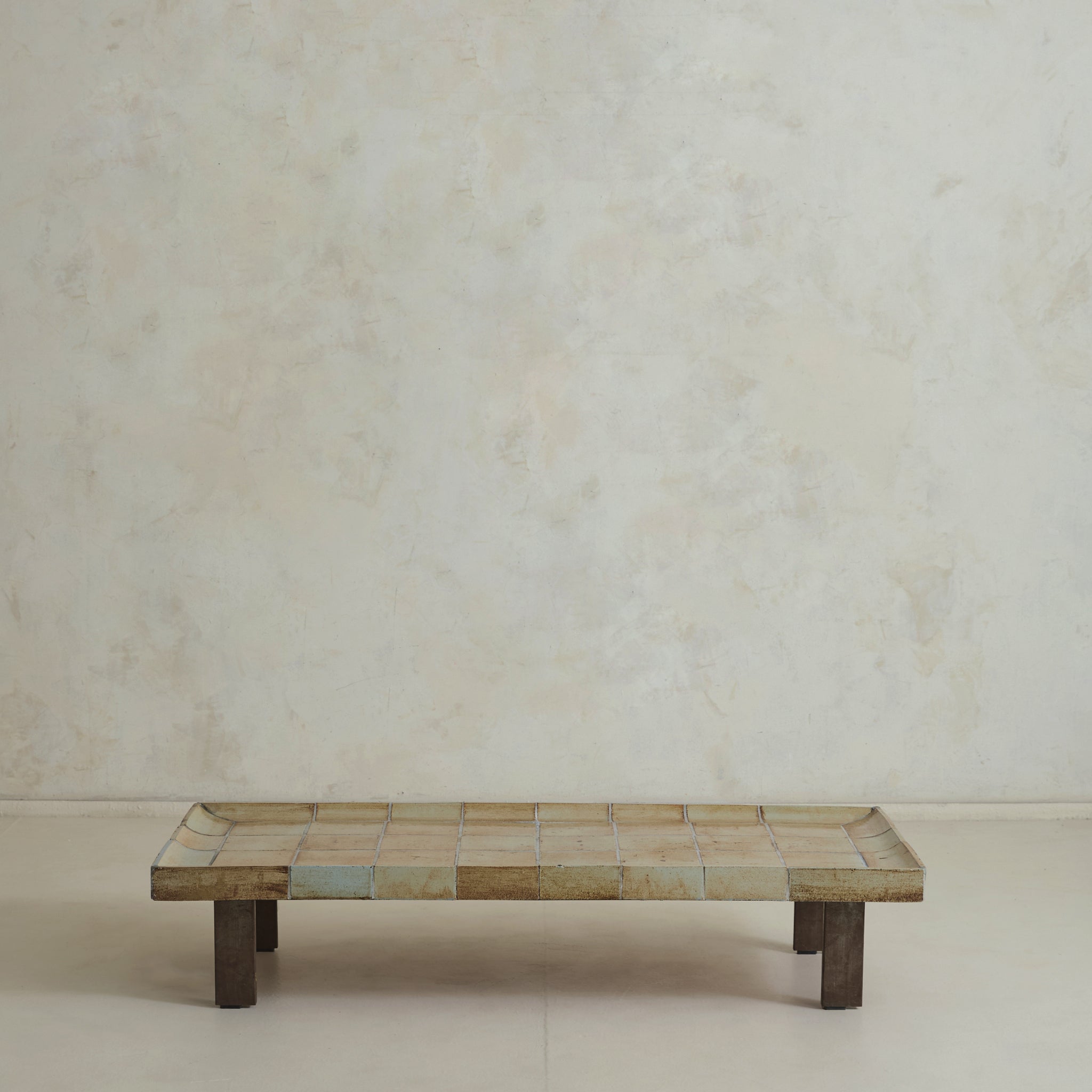 Rare French 'Cuvette' Ecru Ceramic Coffee Table by Roger Capron, 1960s