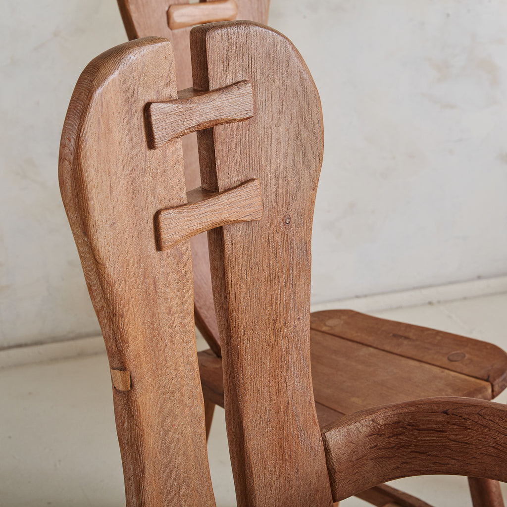 Belgian Oak Armless Dining Chair by De Puydt, 1960s - 2 Available