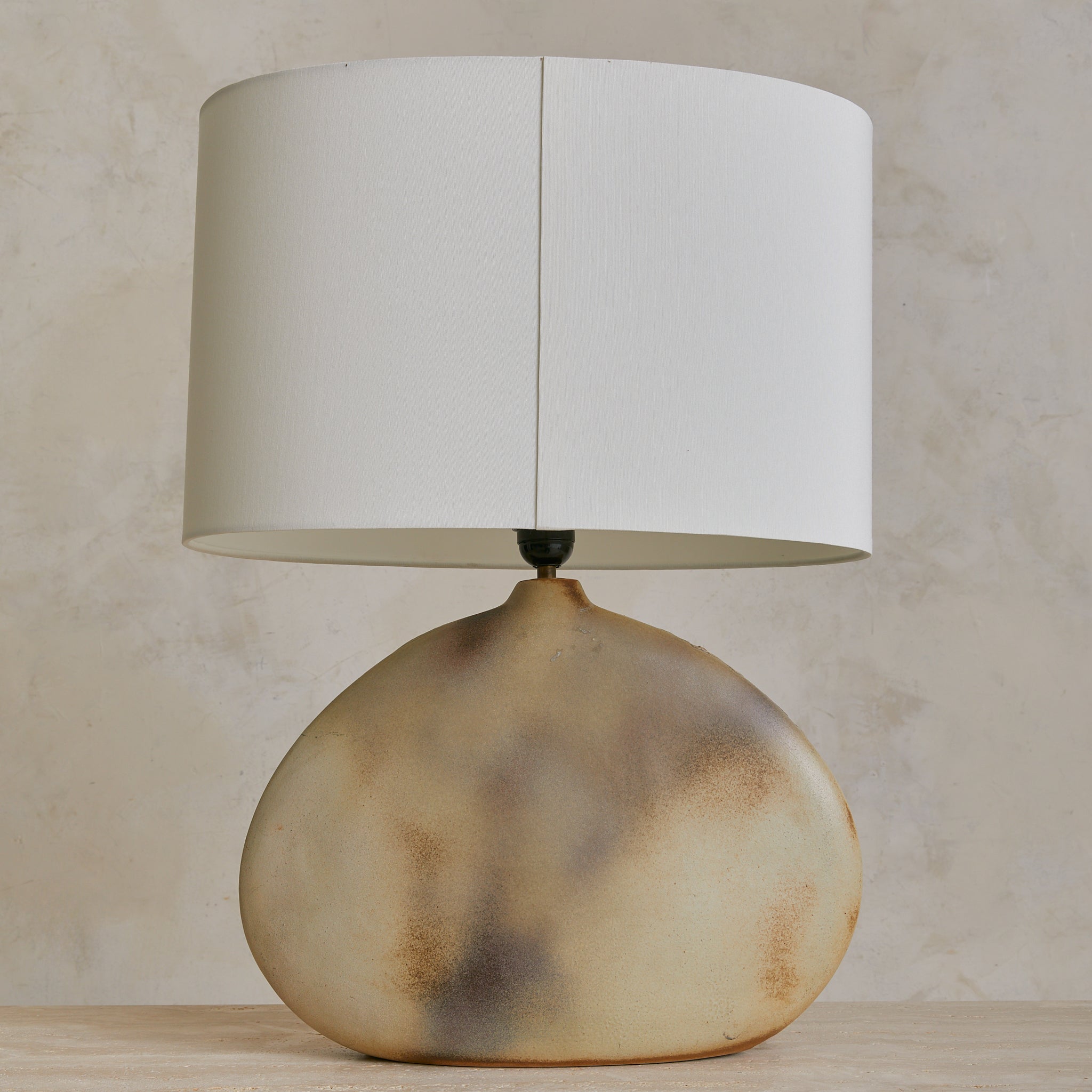 French Textured Ceramic Table Lamp by D. Prioton, 1970s