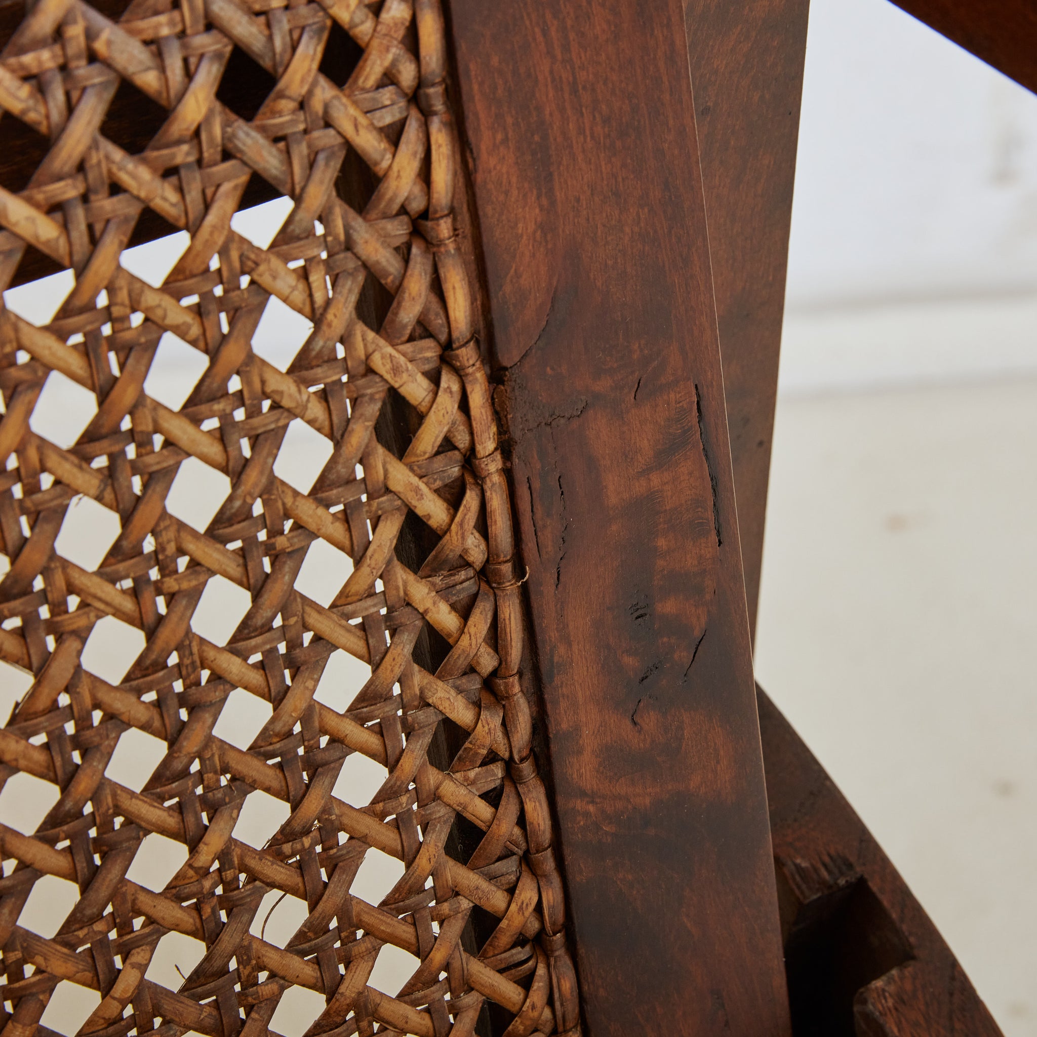 Hendaye' Walnut + Cane Armchair by Pierre Dariel, France 1930s