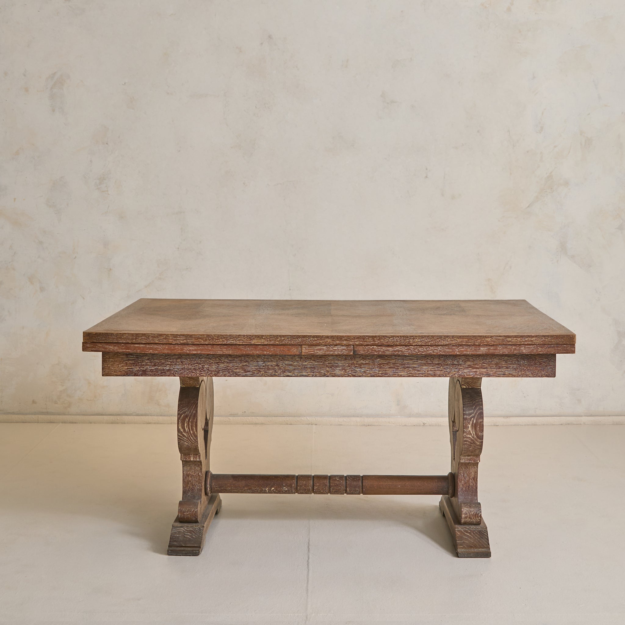 French Cerused Oak Extendable Dining Table, 1940s