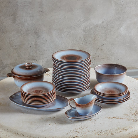 42 Piece Set of Ceramic Dishes by Longchamp, France 1970s