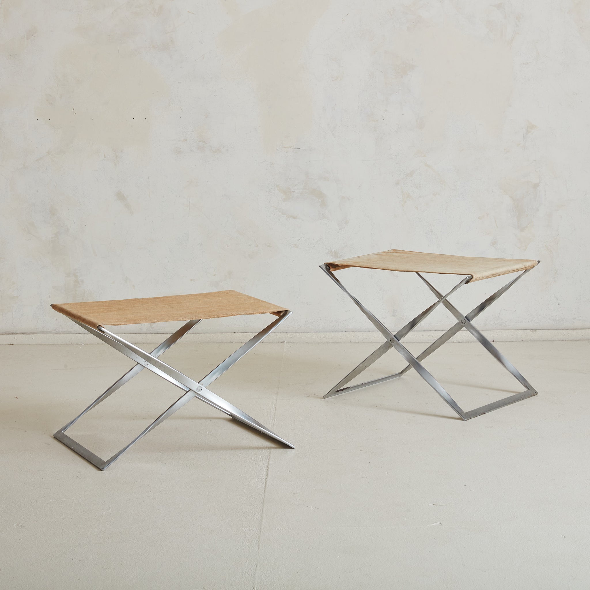 First Edition PK91 Folding Stools by Poul Kjærholm for E. Kold Christe