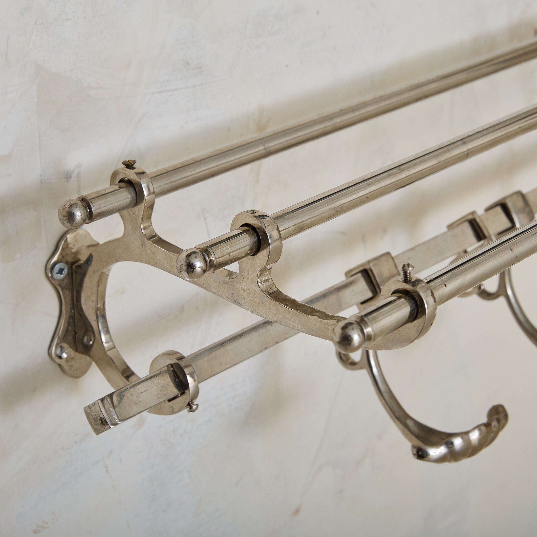 Large French Chrome Wall-Mounted Coat Rack, 1970s