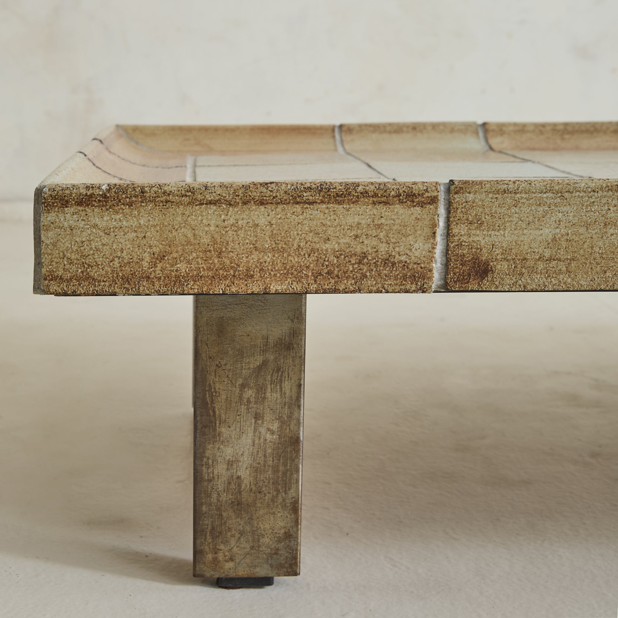 Rare French 'Cuvette' Pale Aqua Ceramic Coffee Table by Roger Capron,