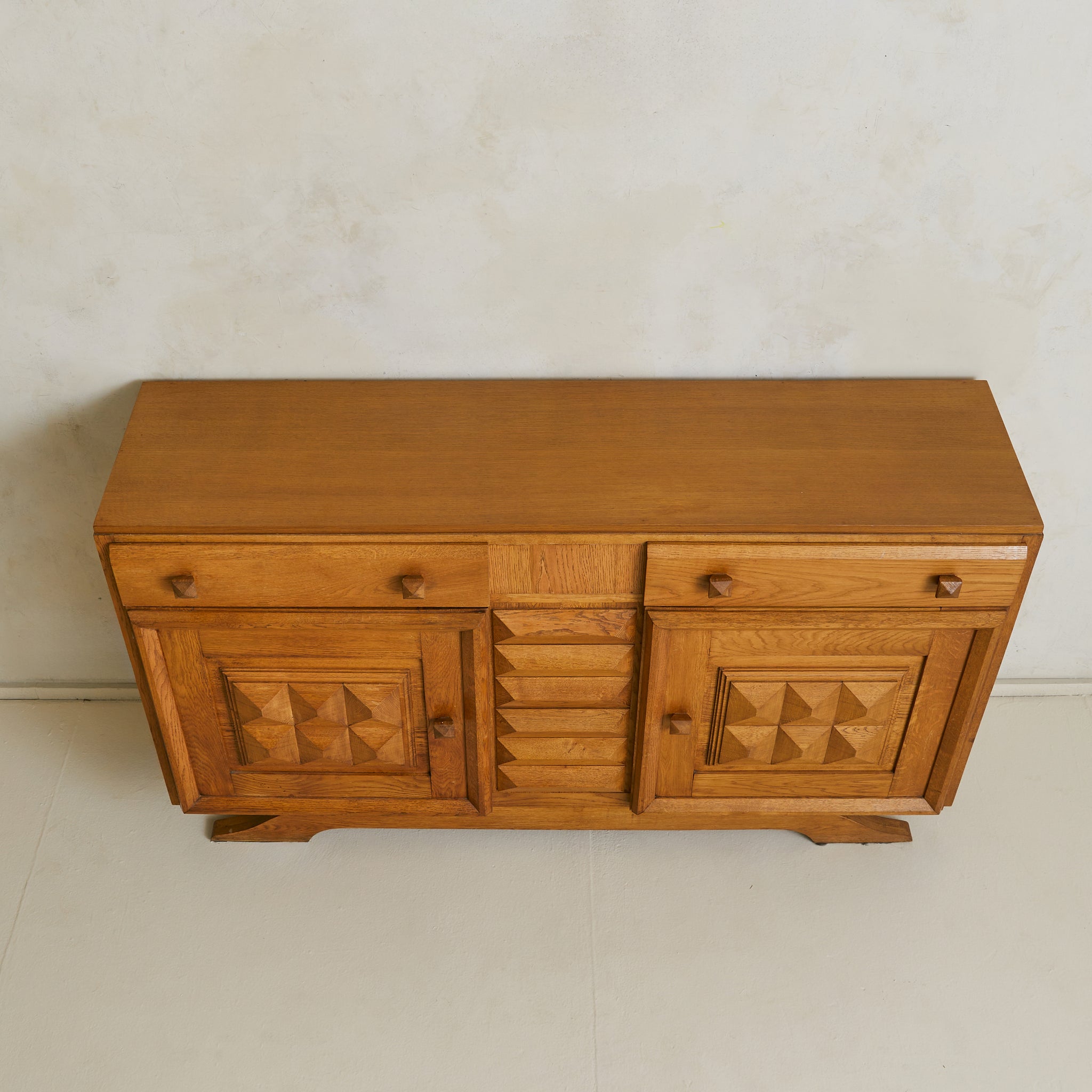 French Oak Two-Door Credenza Attributed to Charles Dudouyt, 1940s