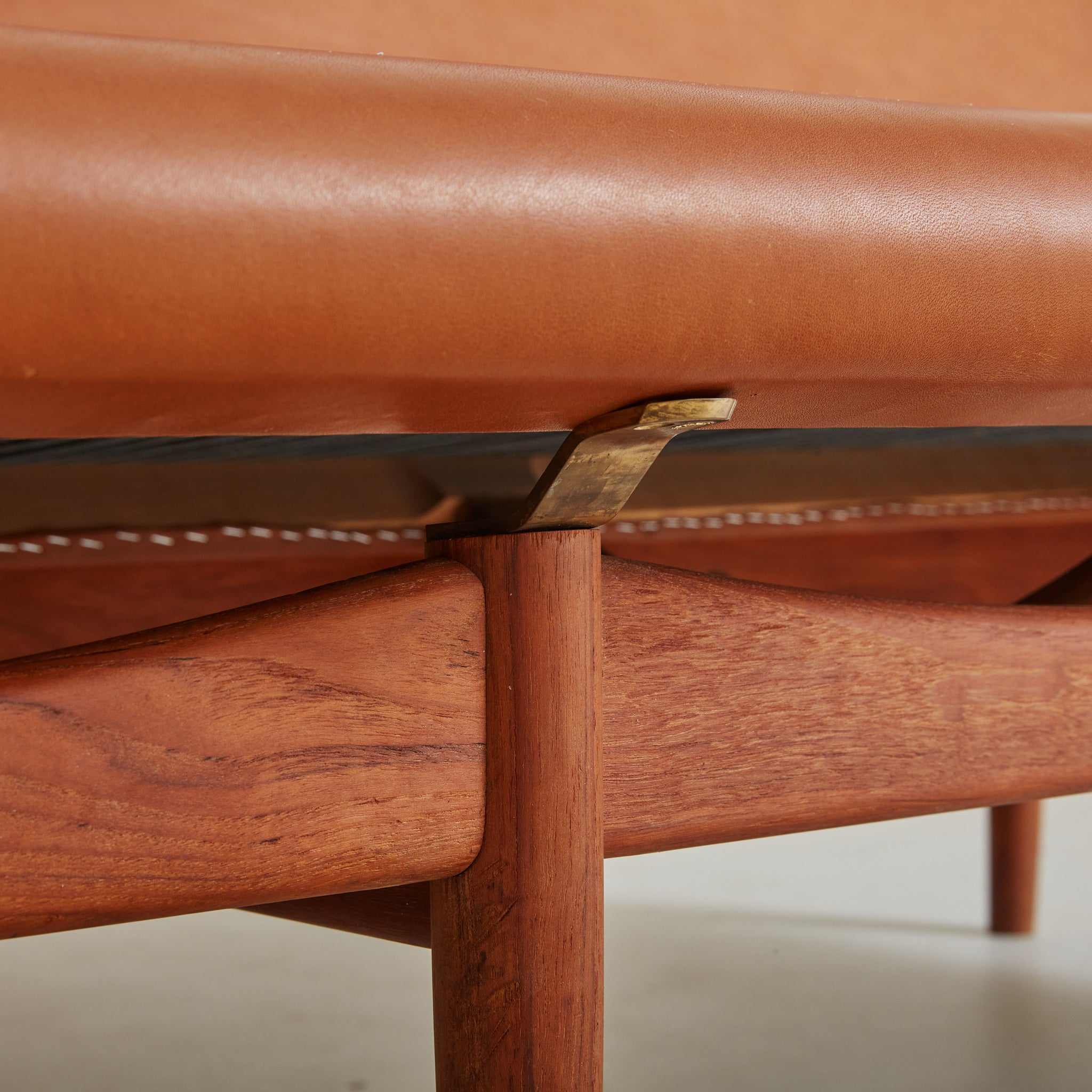 Teak + Cognac Leather 'Japan' Sofa by Finn Juhl for France & Søn, Denm