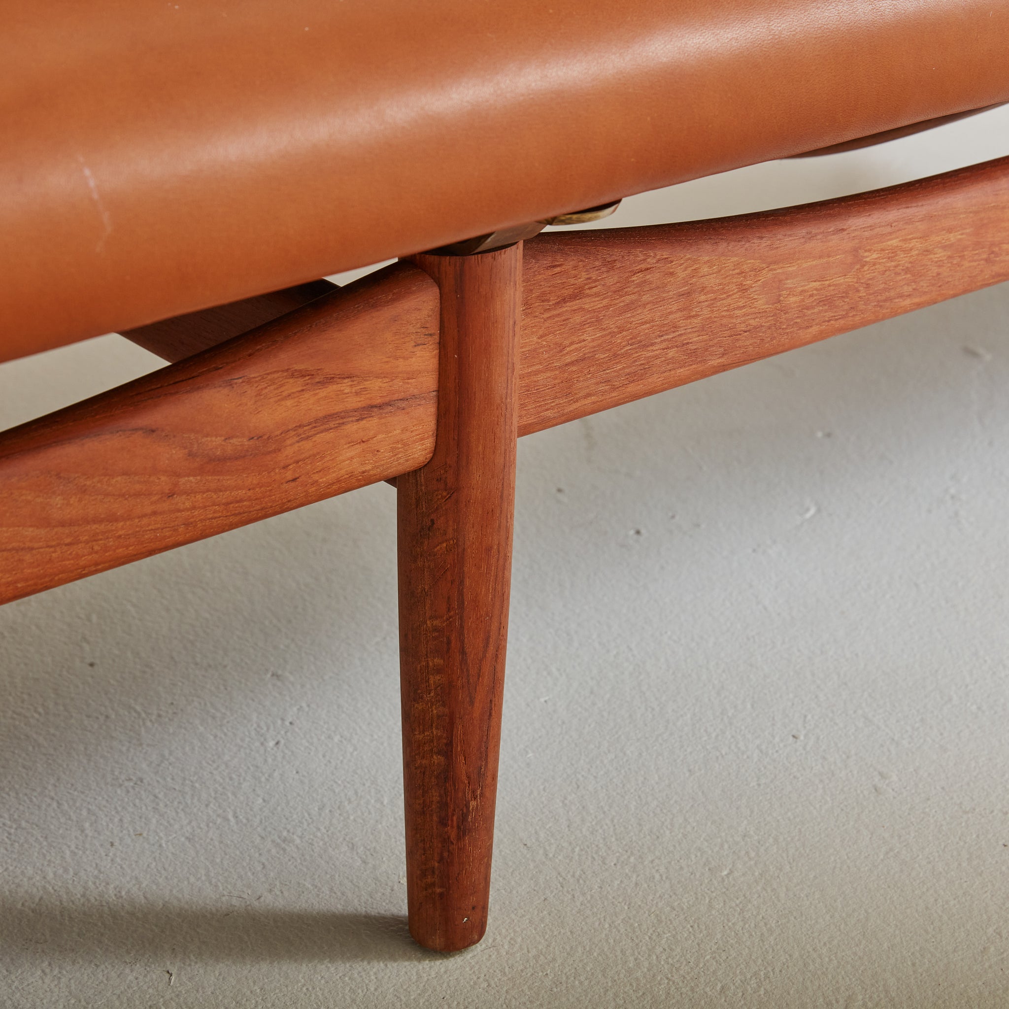 Teak + Cognac Leather 'Japan' Sofa by Finn Juhl for France & Søn, Denm
