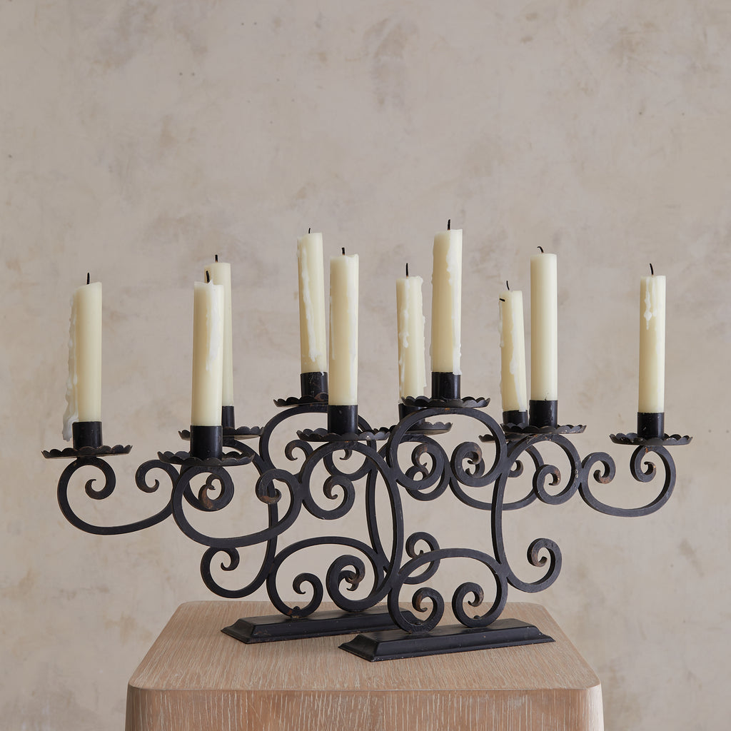 French Scrolled Iron Candelabra, 1960s - 2 Available