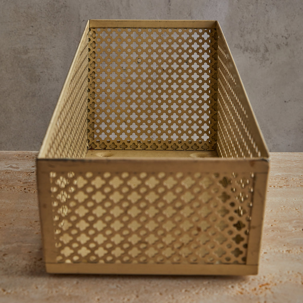French Perforated Metal Basket in the Manner of Mathieu Matégot, 1950s