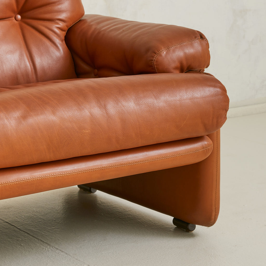 Italian 'Coronado' Leather Lounge Chair + Ottoman by Afra & Tobia Scar