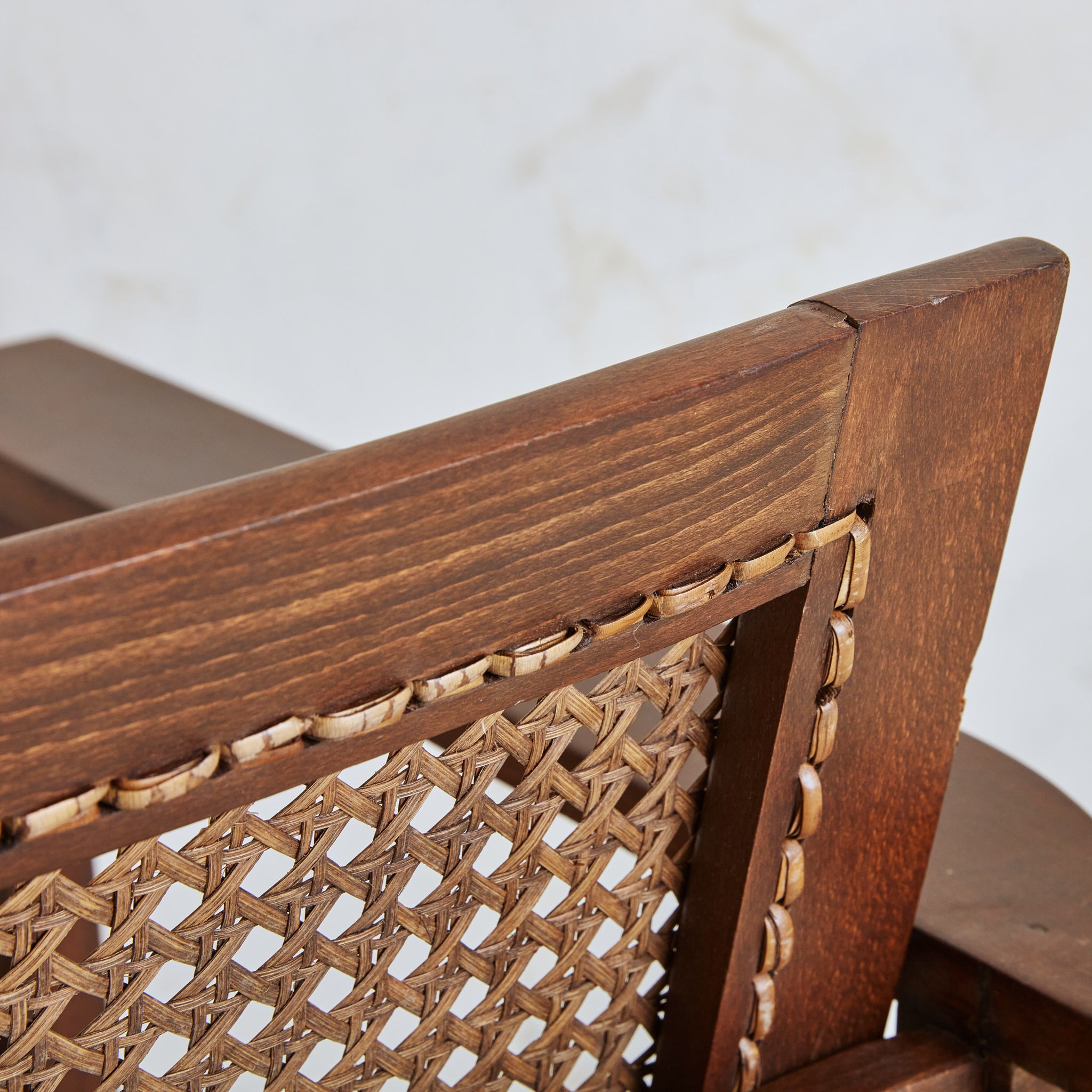 Hendaye' Walnut + Cane Armchair by Pierre Dariel, France 1930s