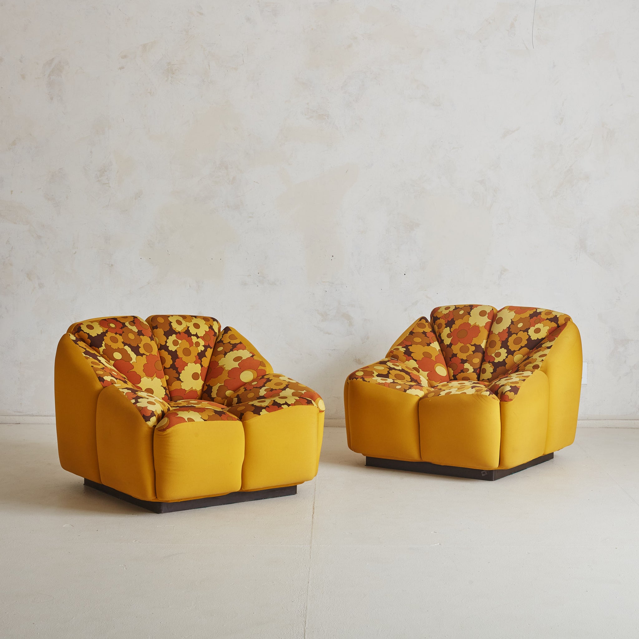 Pair of 'Blumen' Floral Lounge Chairs by Henning Korch for Swan Italia