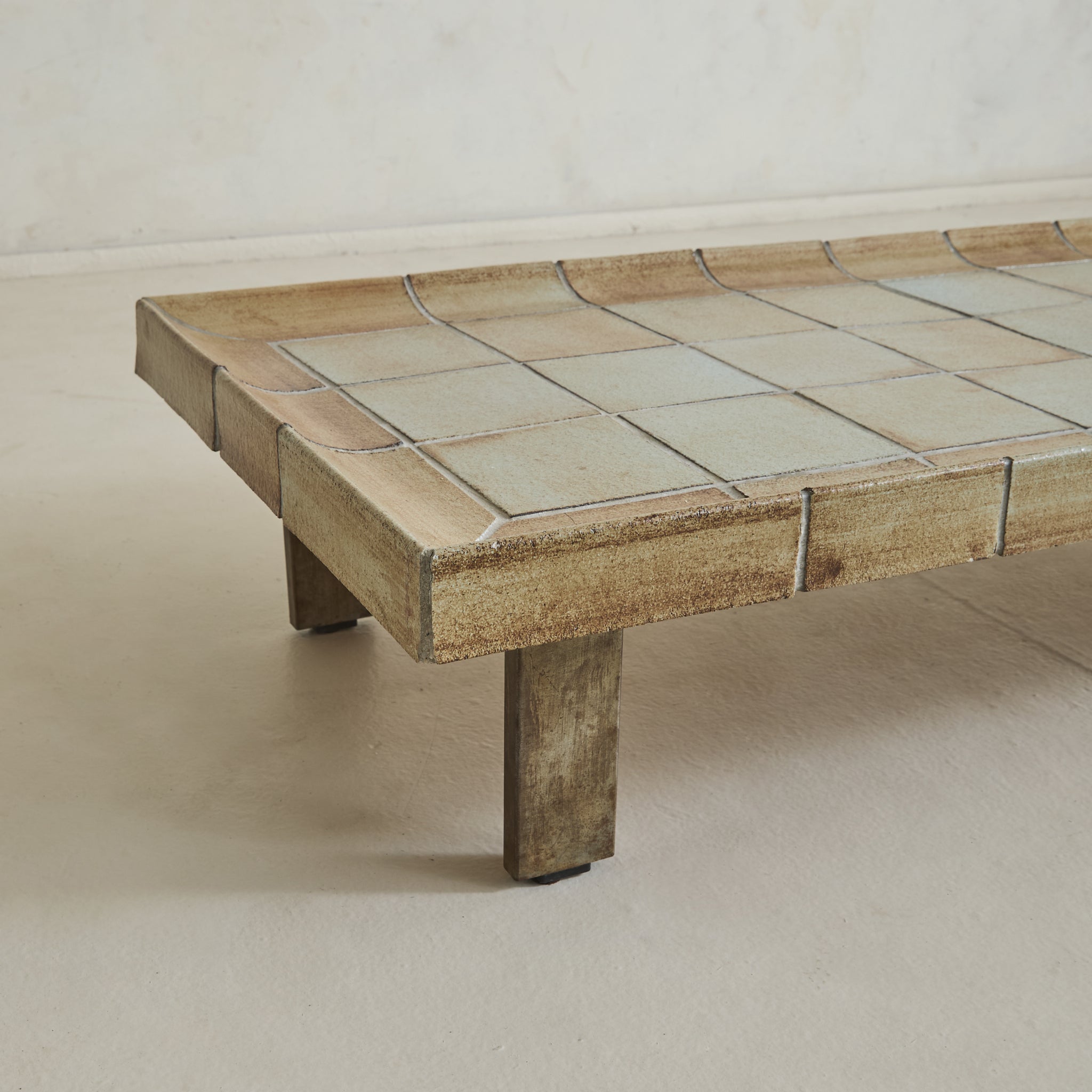 Rare French 'Cuvette' Pale Aqua Ceramic Coffee Table by Roger Capron,