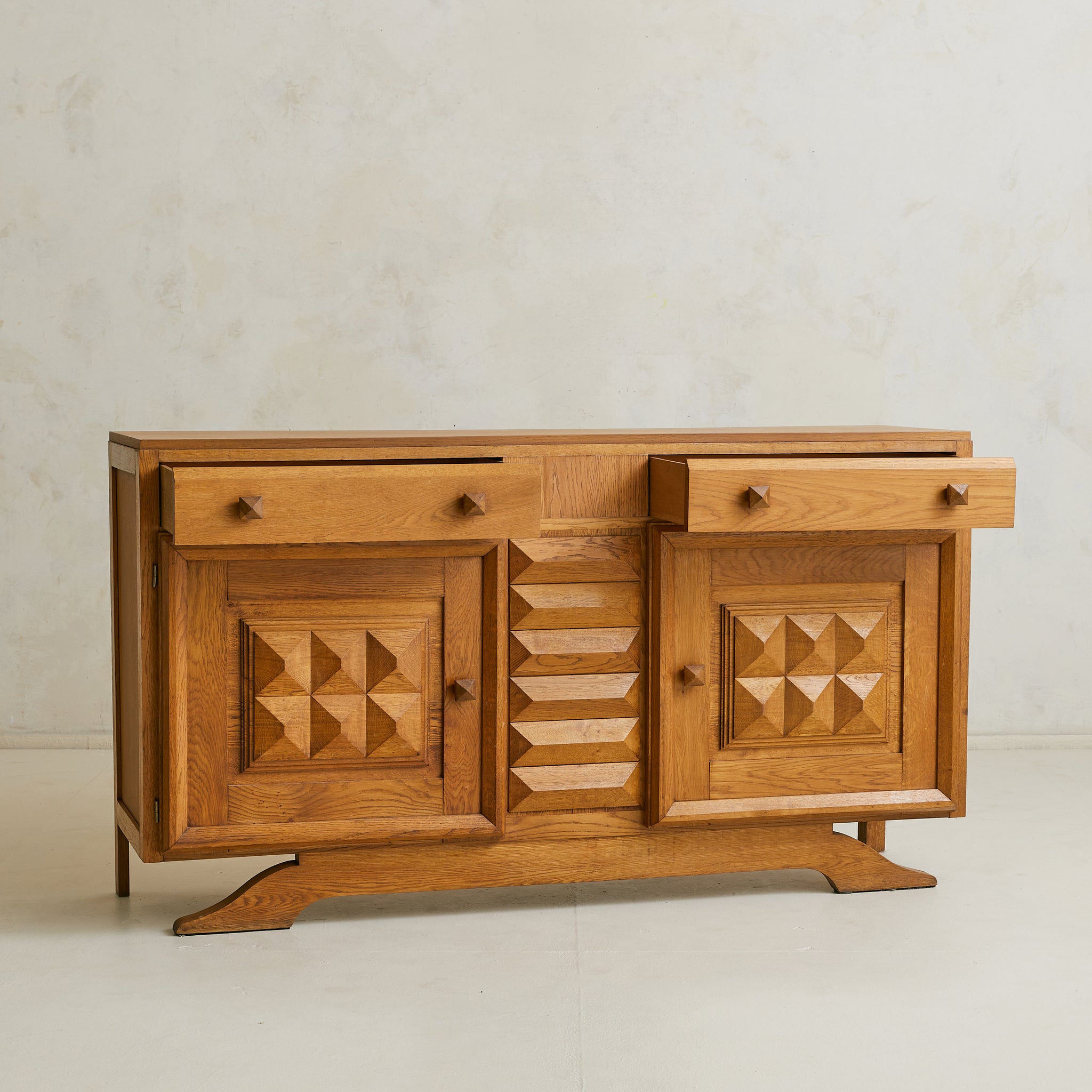 French Oak Two-Door Credenza Attributed to Charles Dudouyt, 1940s