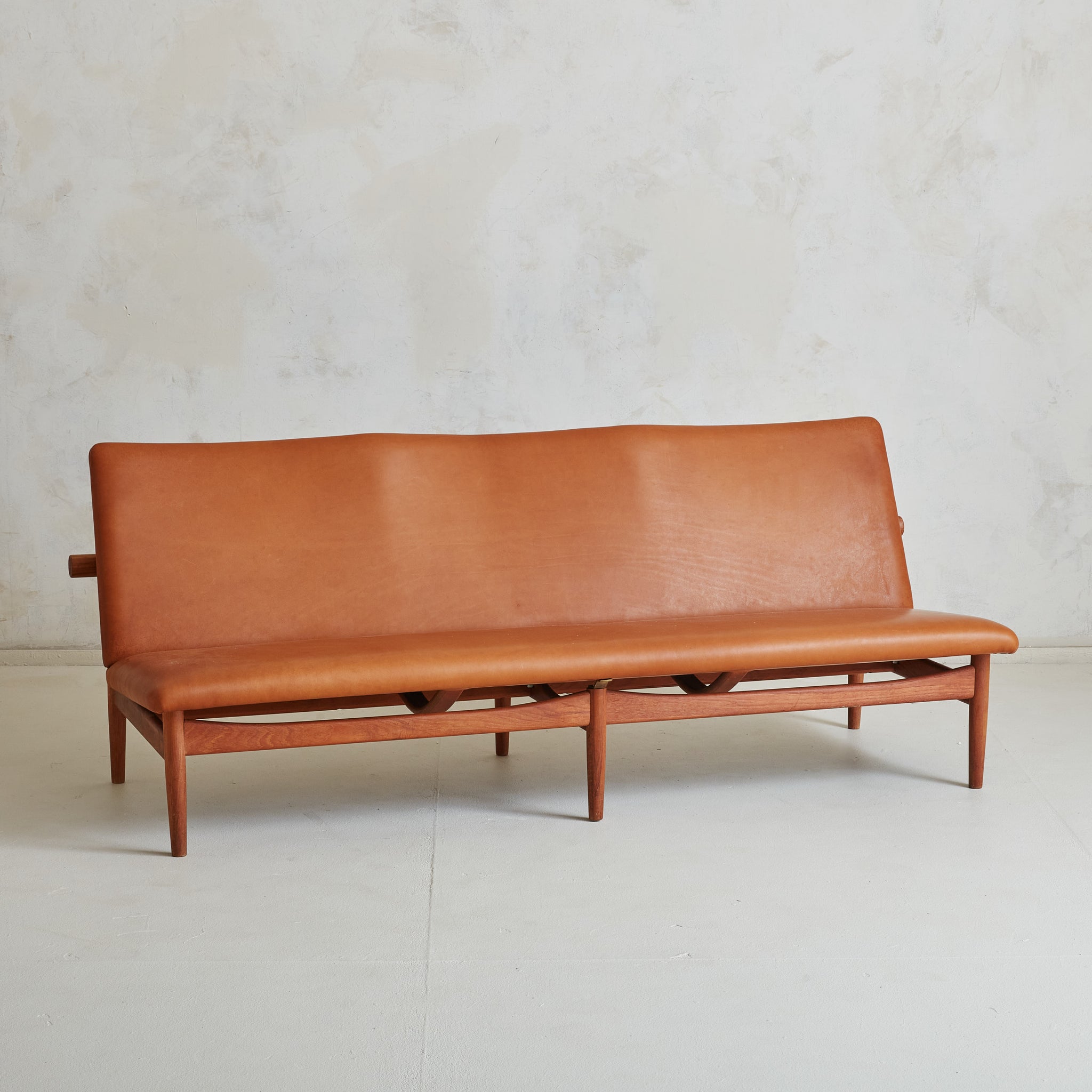 Teak + Cognac Leather 'Japan' Sofa by Finn Juhl for France & Søn, Denm