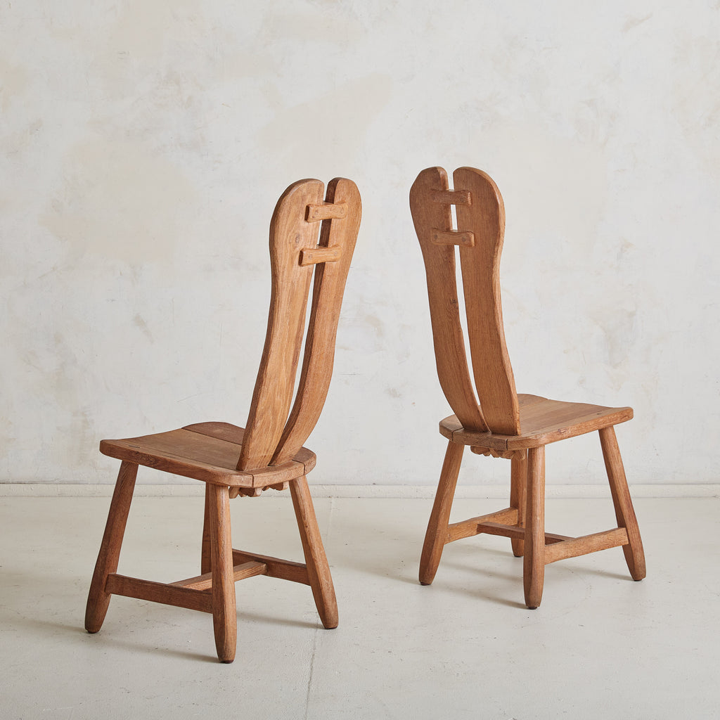 Belgian Oak Armless Dining Chair by De Puydt, 1960s - 2 Available