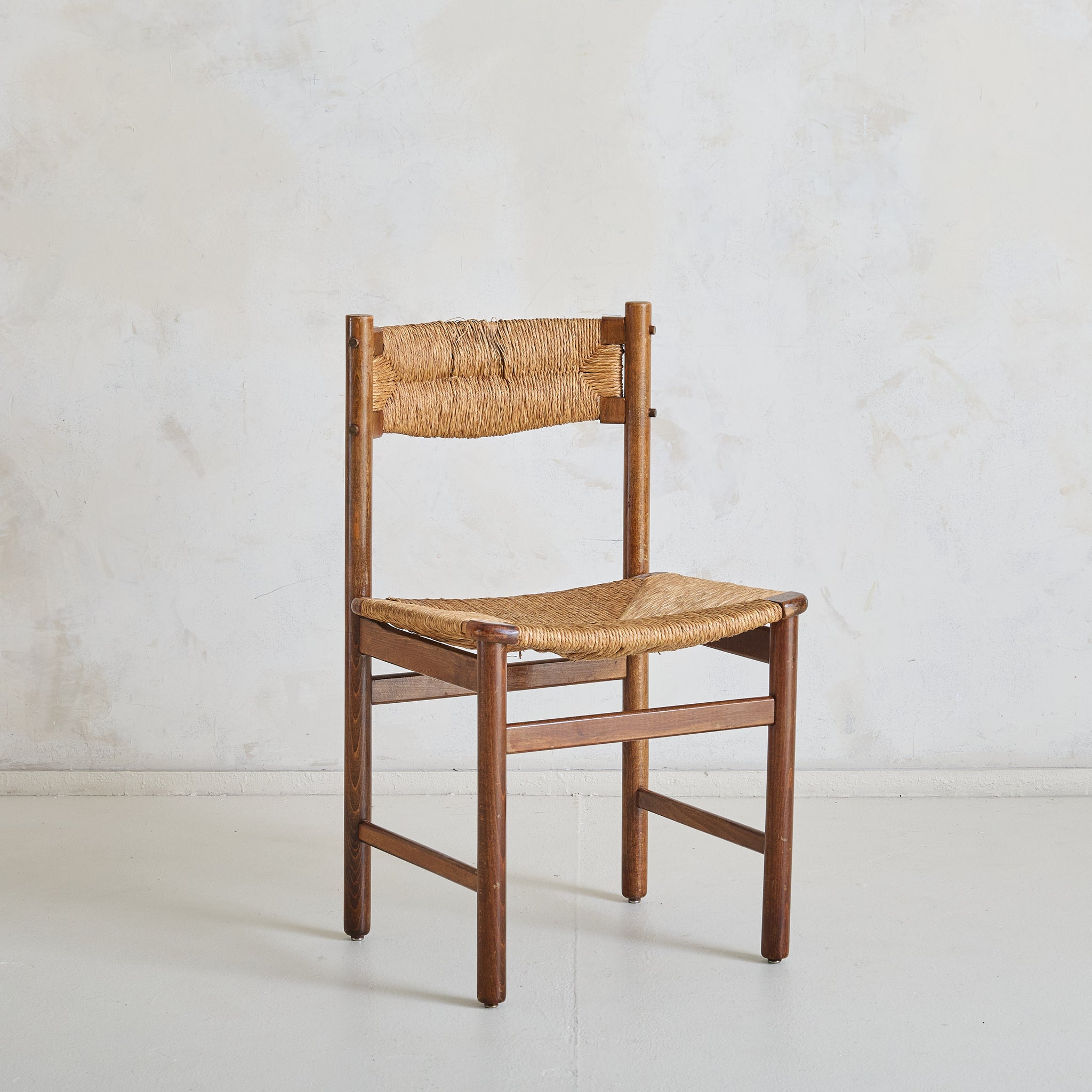 French Wood Rush Dining Chair in the Style of Charlotte Perriand for