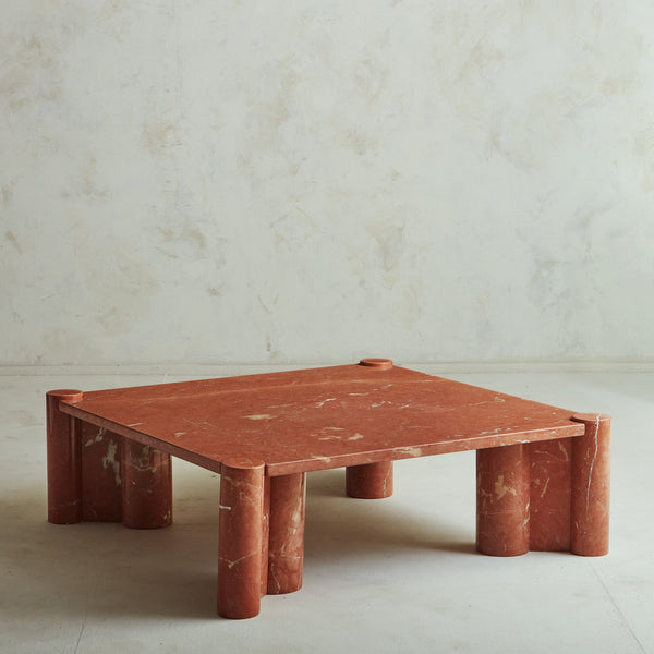 Marble Italian Coffee Table in Rosso Alicante Marble, 1960's