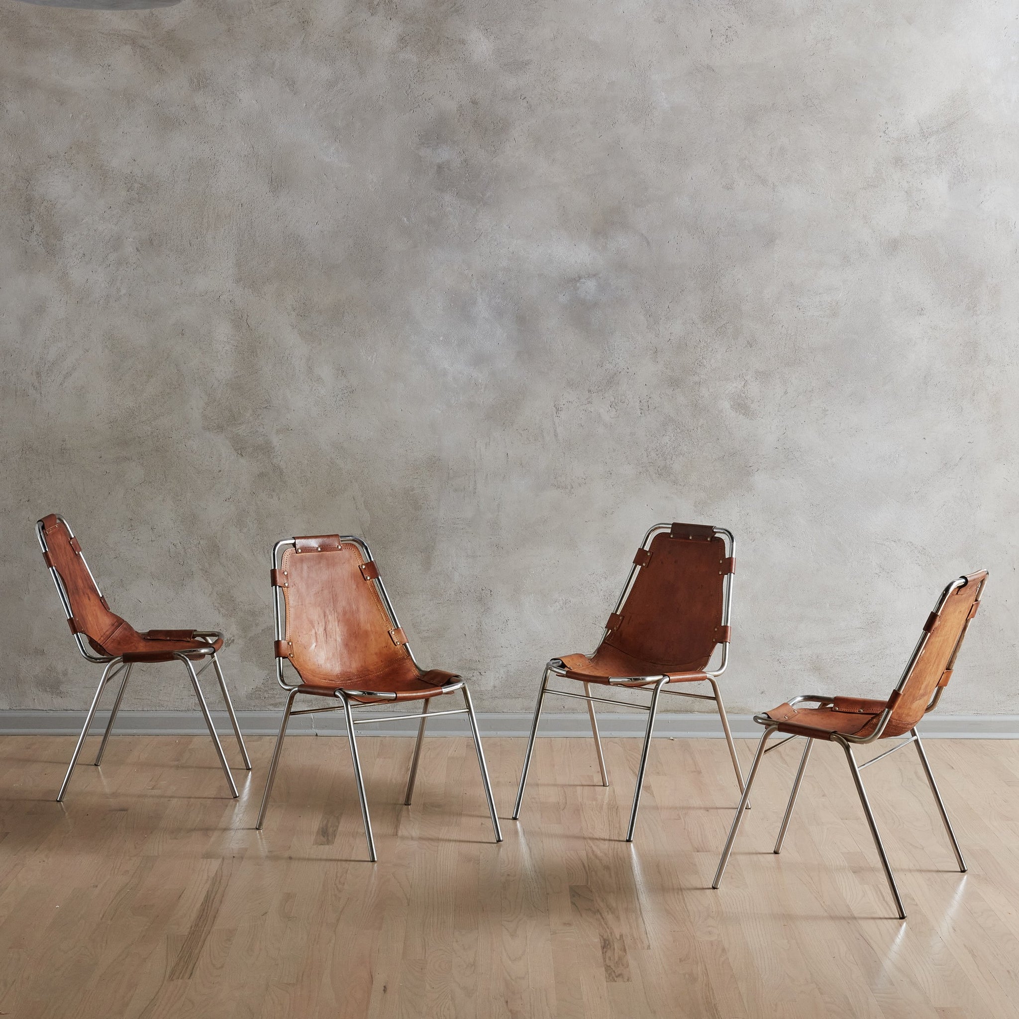 charlotte perriand les arcs chair ビンテージ Set of 4 Les Arcs Chairs Attributed to Charlotte Perriand