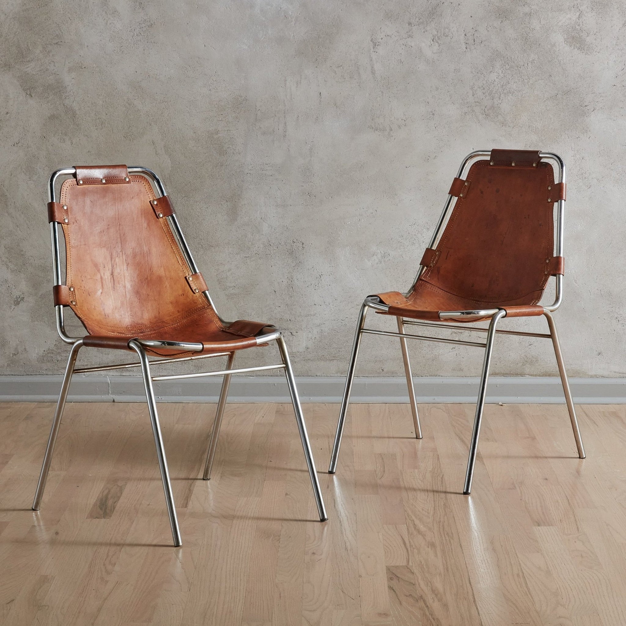 Set of 4 Les Arcs Chairs Attributed to Charlotte Perriand